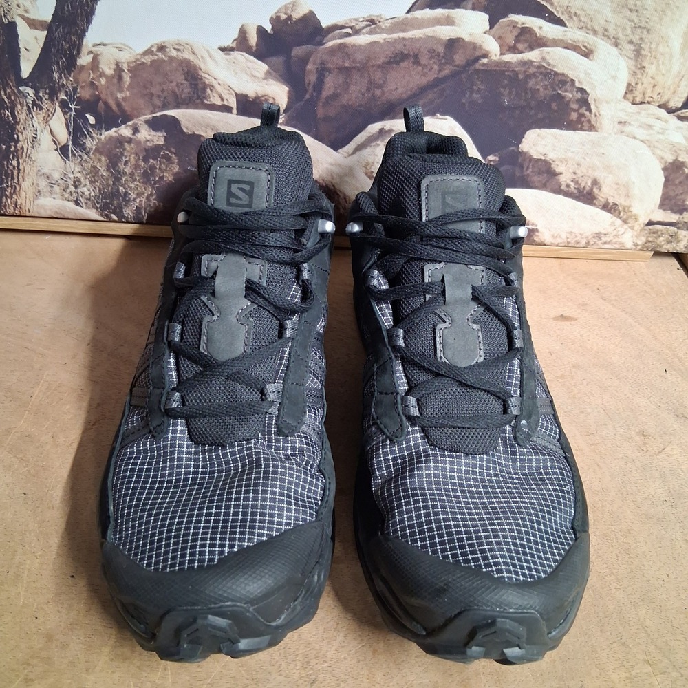 Salomon Mens Black Contagrip Ripstop Suede Low Top Hiking Trail Shoes Mens 9.5
